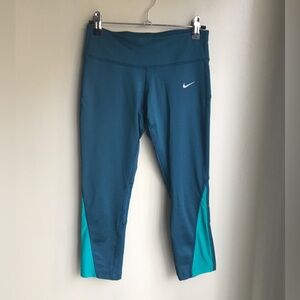 Nike Running Dri Fit Blue Crop Leggings Size: XS